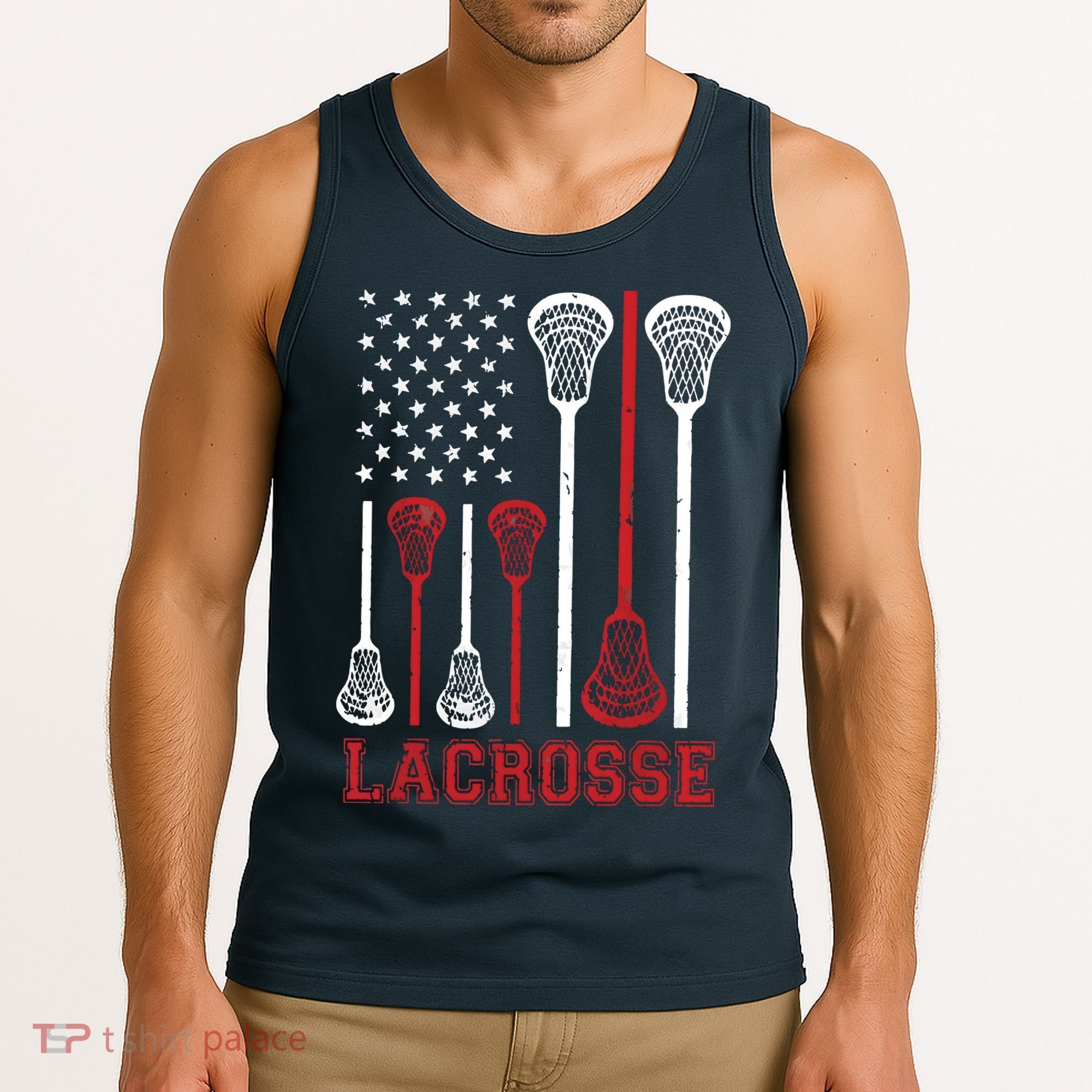 Lacrosse American Flag LAX Lacrosse Apparel Lacrosse Player Tank Top