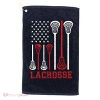 Lacrosse American Flag LAX Lacrosse Apparel Lacrosse Player Golf Towel thumb 0