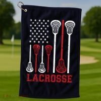 Lacrosse American Flag LAX Lacrosse Apparel Lacrosse Player Golf Towel thumb 1