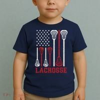 Lacrosse American Flag LAX Lacrosse Apparel Lacrosse Player Toddler T-Shirt thumb 2