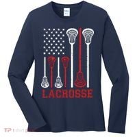 Lacrosse American Flag LAX Lacrosse Apparel Lacrosse Player Women's Long Sleeve Shirt thumb 0