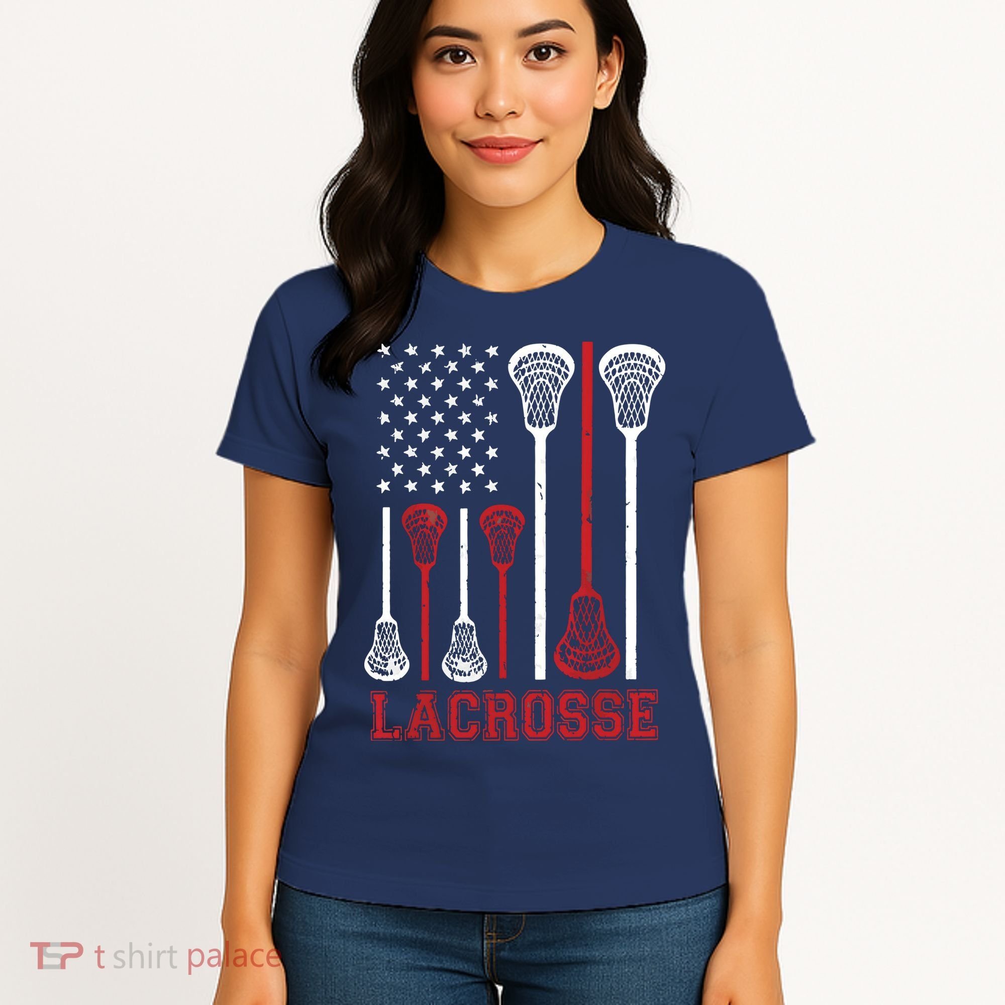 Lacrosse American Flag LAX Lacrosse Apparel Lacrosse Player Women's T-Shirt