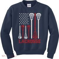 Lacrosse American Flag LAX Lacrosse Apparel Lacrosse Player Kids Sweatshirt thumb 0