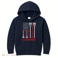 Lacrosse American Flag LAX Lacrosse Apparel Lacrosse Player Kids Hoodie thumb 0