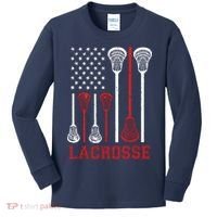 Lacrosse American Flag LAX Lacrosse Apparel Lacrosse Player Kids Long Sleeve Shirt thumb 0