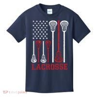 Lacrosse American Flag LAX Lacrosse Apparel Lacrosse Player Kids T-Shirt thumb 0