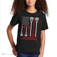 Lacrosse American Flag LAX Lacrosse Apparel Lacrosse Player Kids T-Shirt thumb 2