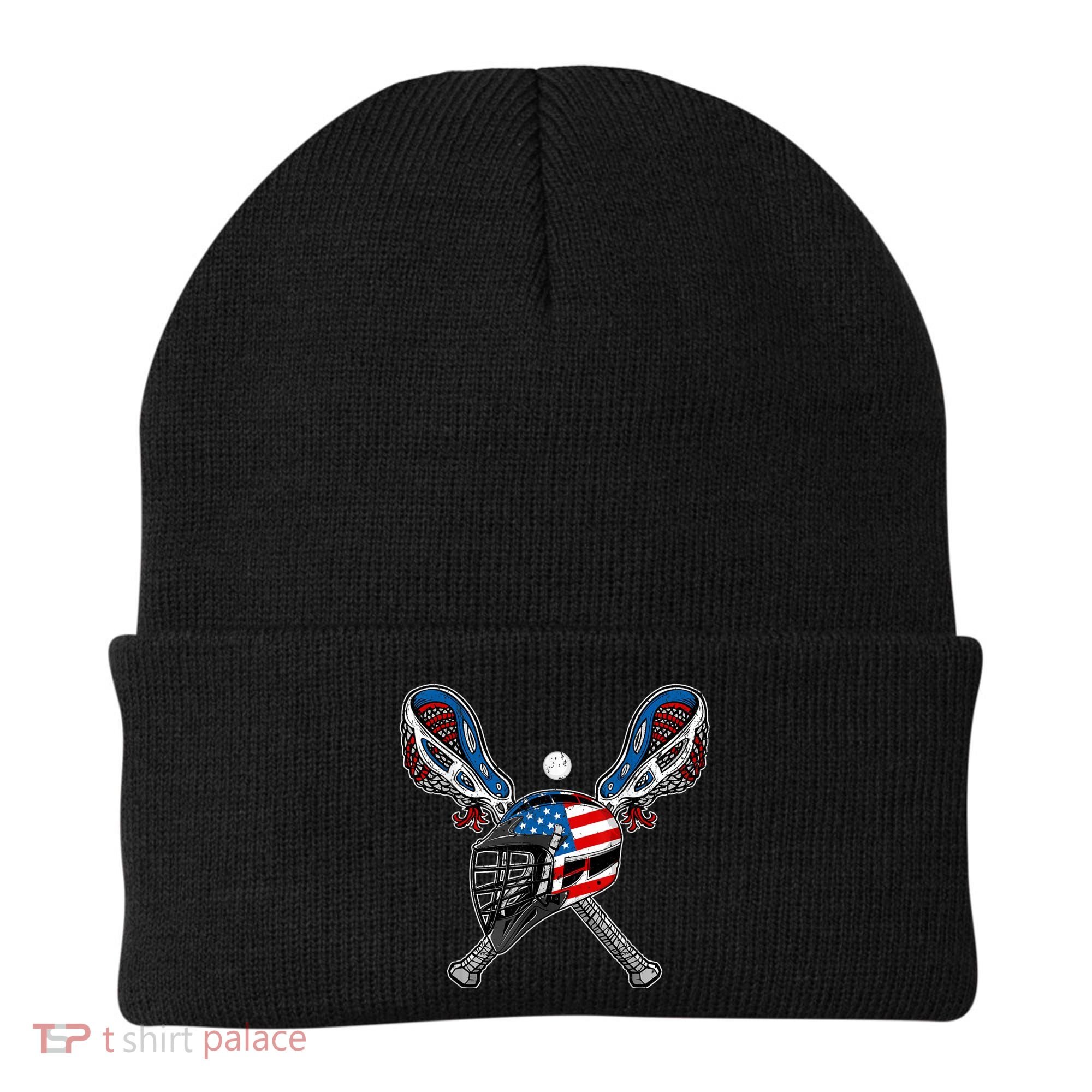 Lacrosse American Flag Lax Helmet Sticks 4th Of July Men Beanie