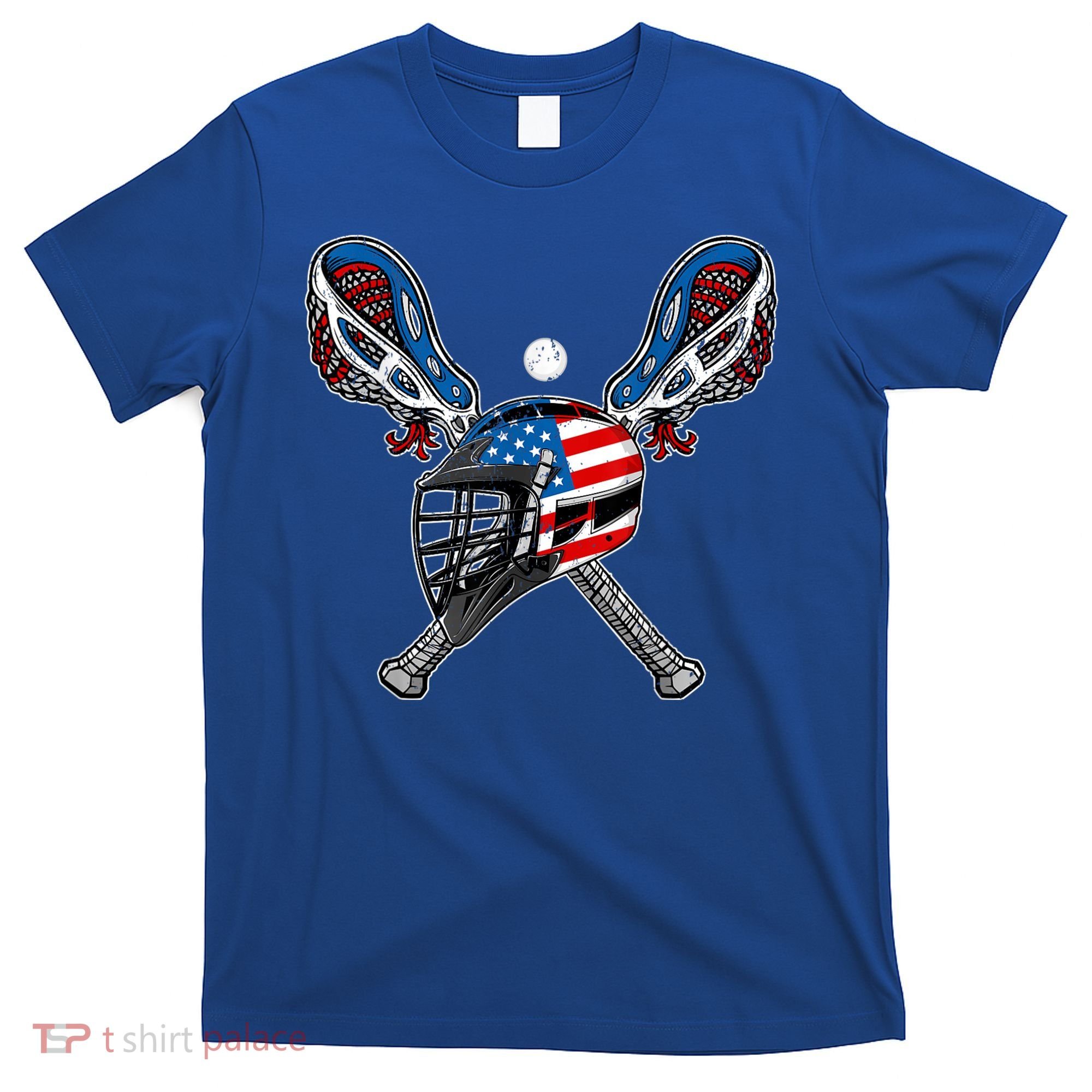 Lacrosse American Flag Lax Helmet Sticks 4th Of July Men T-Shirt