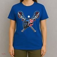 Lacrosse American Flag Lax Helmet Sticks 4th Of July Men T-Shirt thumb 4
