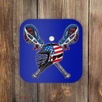 Lacrosse American Flag Lax Helmet Sticks 4th Of July Men Coaster thumb 0