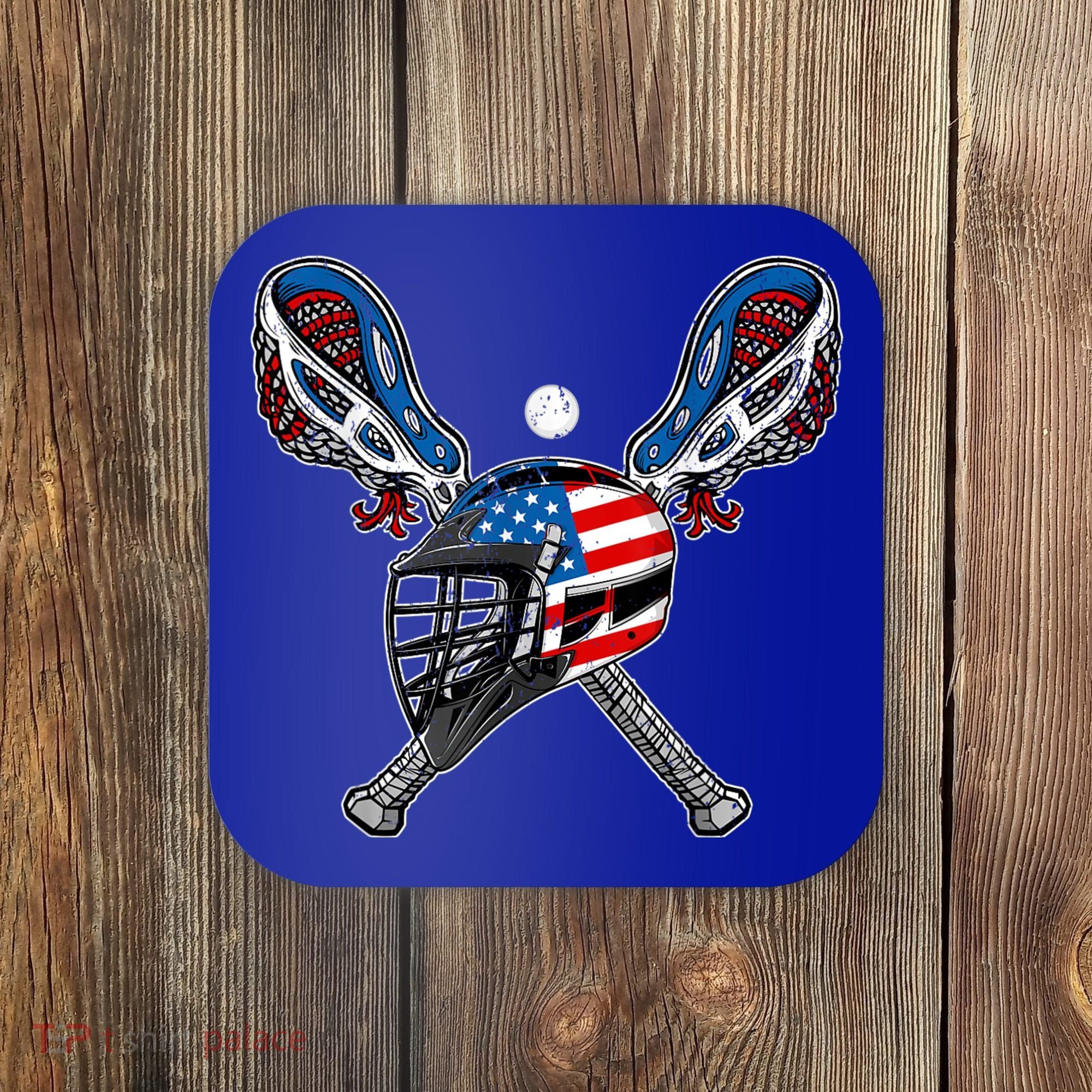Lacrosse American Flag Lax Helmet Sticks 4th Of July Men Coaster