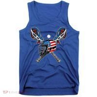 Lacrosse American Flag Lax Helmet Sticks 4th Of July Men Tank Top thumb 0