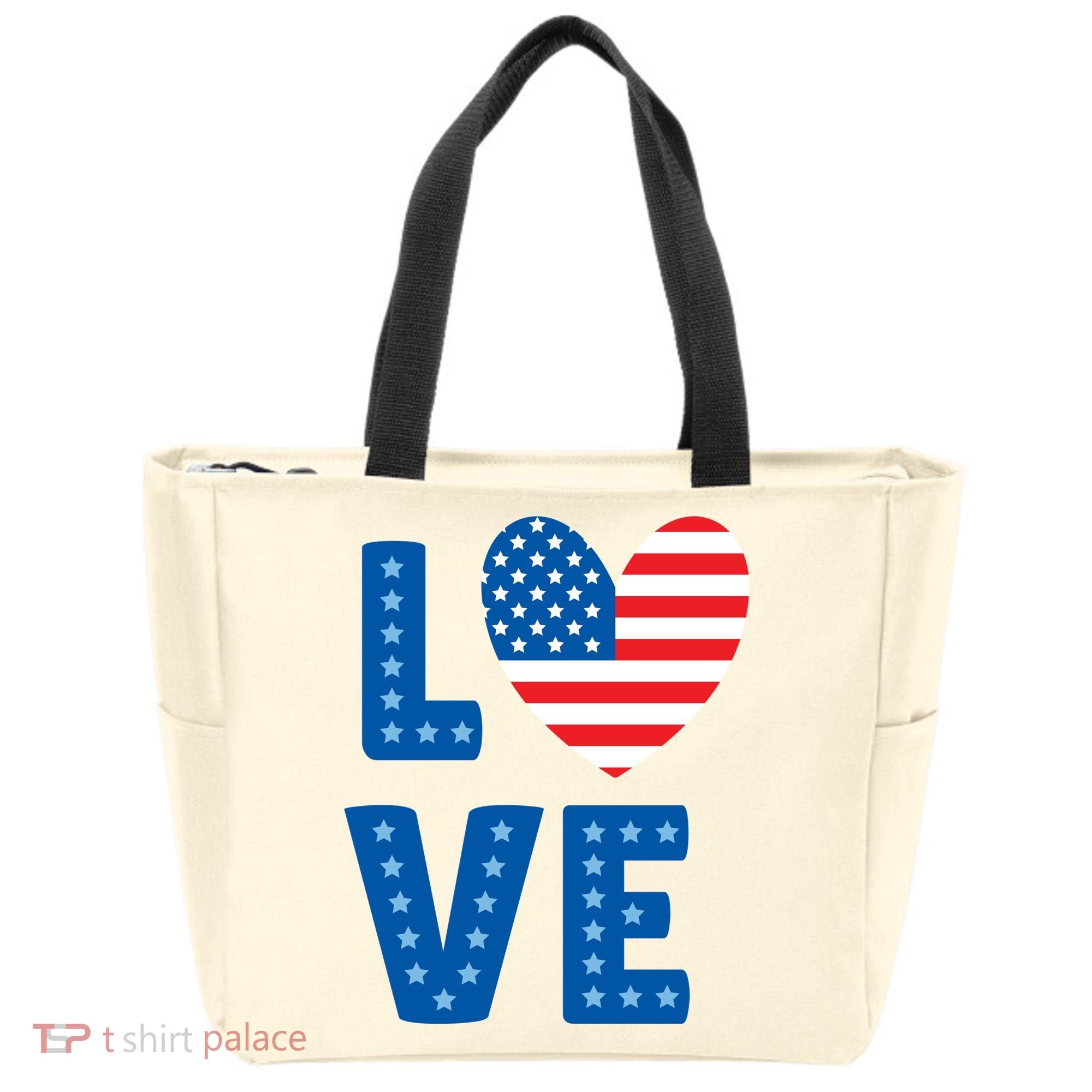 Love American Flag Heart 4th Of July Tote Bag