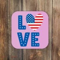 Love American Flag Heart 4th Of July Coaster thumb 0
