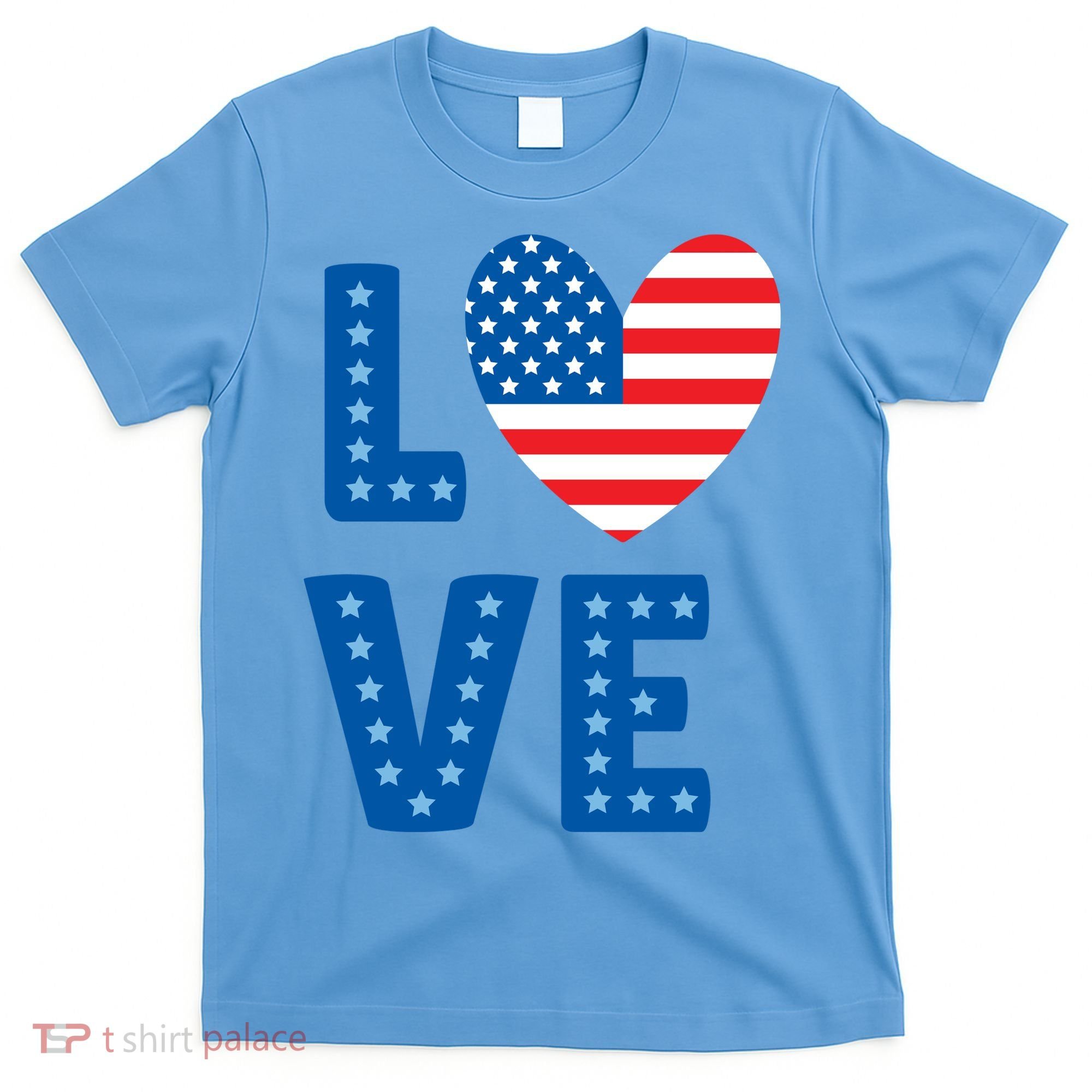 Love American Flag Heart 4th Of July T-Shirt