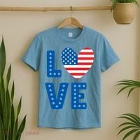 Love American Flag Heart 4th Of July T-Shirt thumb 2