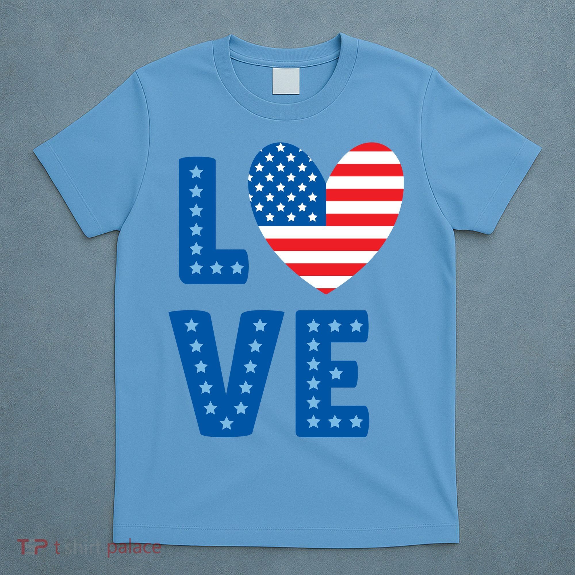 Love American Flag Heart 4th Of July T-Shirt