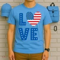 Love American Flag Heart 4th Of July T-Shirt thumb 5