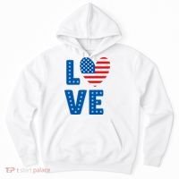 Love American Flag Heart 4th Of July Hoodie thumb 0
