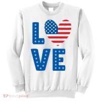 Love American Flag Heart 4th Of July Sweatshirt thumb 0