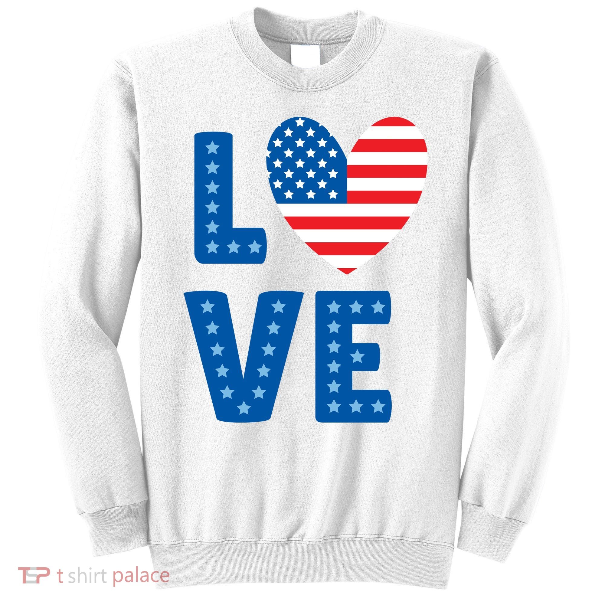 Love American Flag Heart 4th Of July Sweatshirt