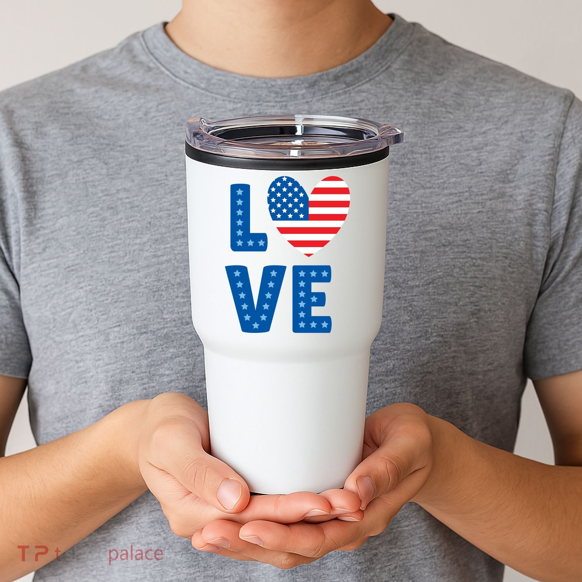 Love American Flag Heart 4th Of July Tumbler