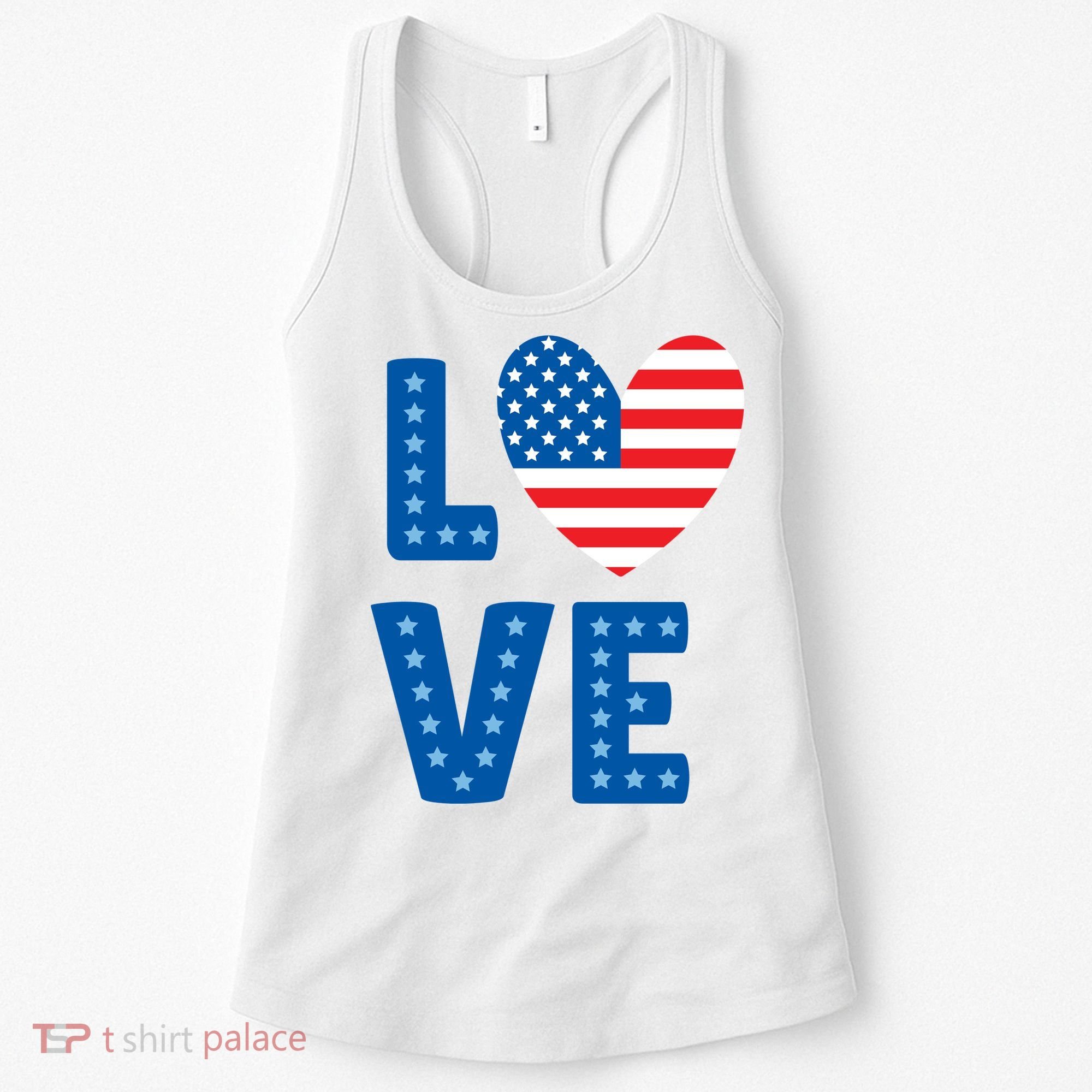 Love American Flag Heart 4th Of July Women's Tank Top