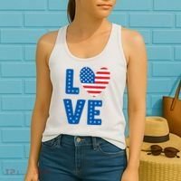 Love American Flag Heart 4th Of July Women's Tank Top thumb 2