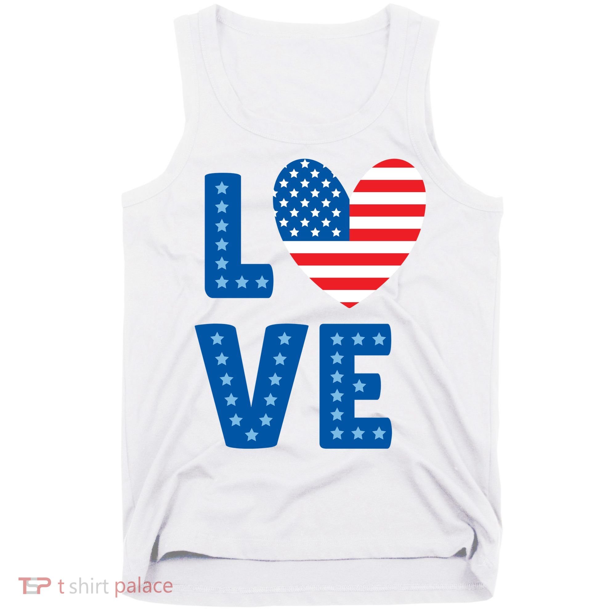 Love American Flag Heart 4th Of July Tank Top