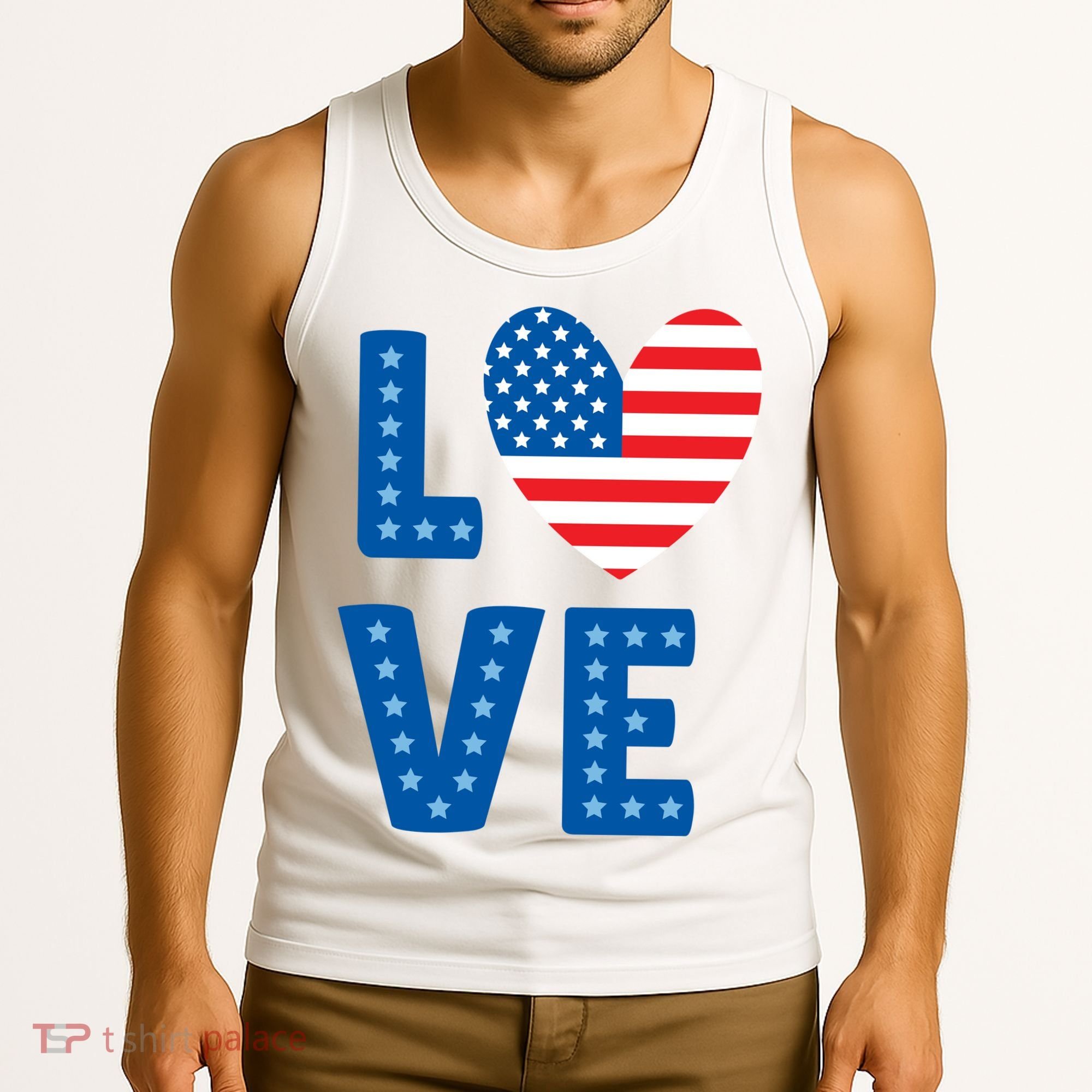 Love American Flag Heart 4th Of July Tank Top