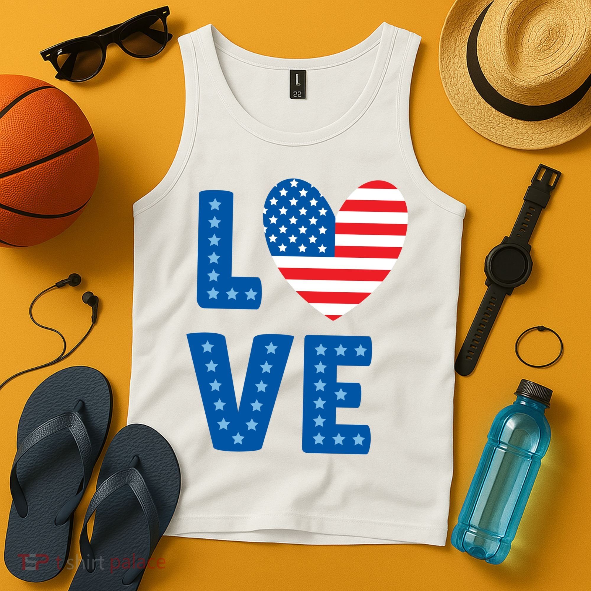Love American Flag Heart 4th Of July Tank Top