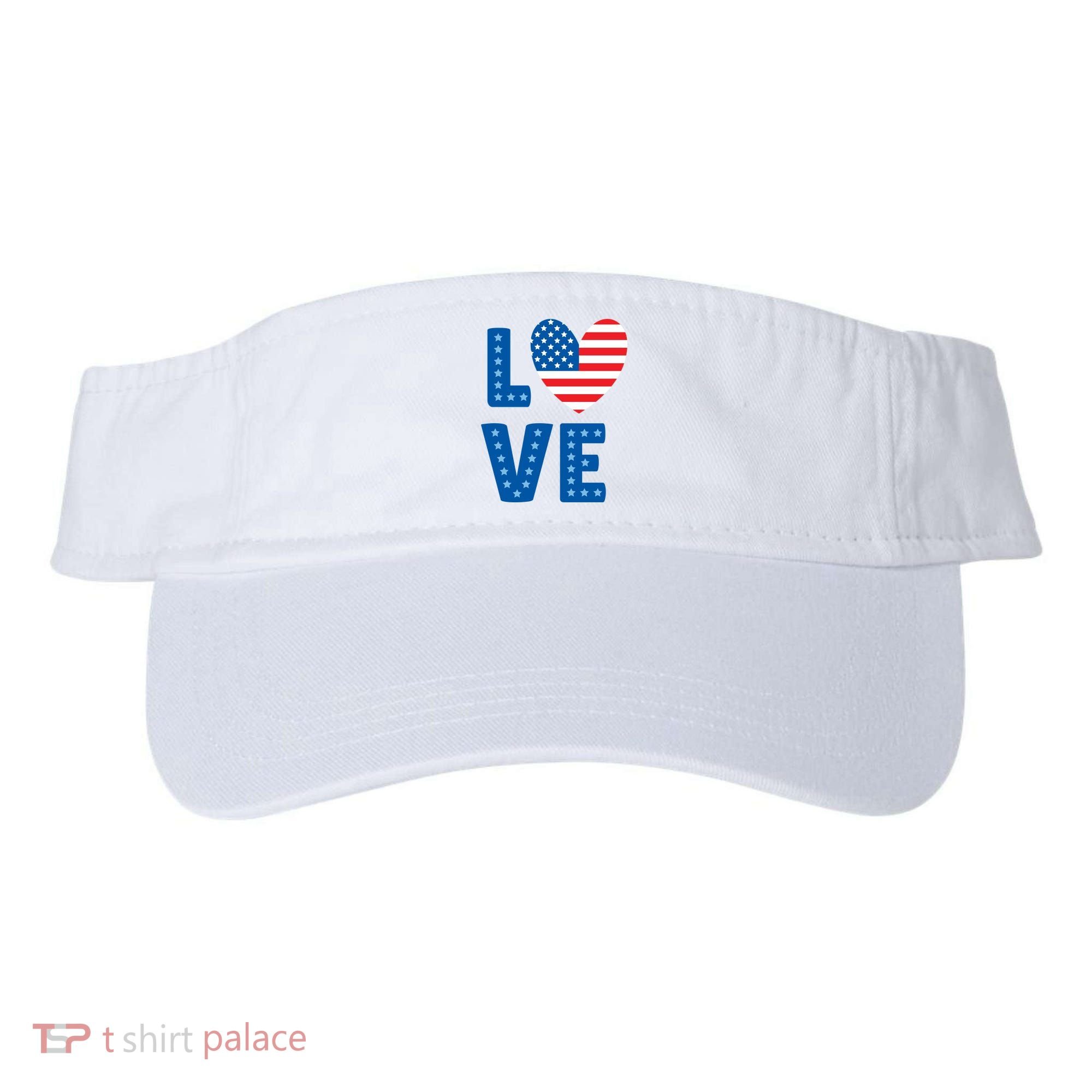 Love American Flag Heart 4th Of July Visor