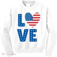 Love American Flag Heart 4th Of July Kids Sweatshirt thumb 0