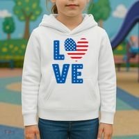Love American Flag Heart 4th Of July Kids Hoodie thumb 3
