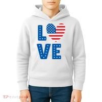 Love American Flag Heart 4th Of July Kids Hoodie thumb 4