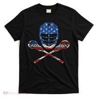 Lacrosse American Flag Lax Helmet Sticks 4th Of July Gifts T-Shirt thumb 0