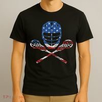 Lacrosse American Flag Lax Helmet Sticks 4th Of July Gifts T-Shirt thumb 3