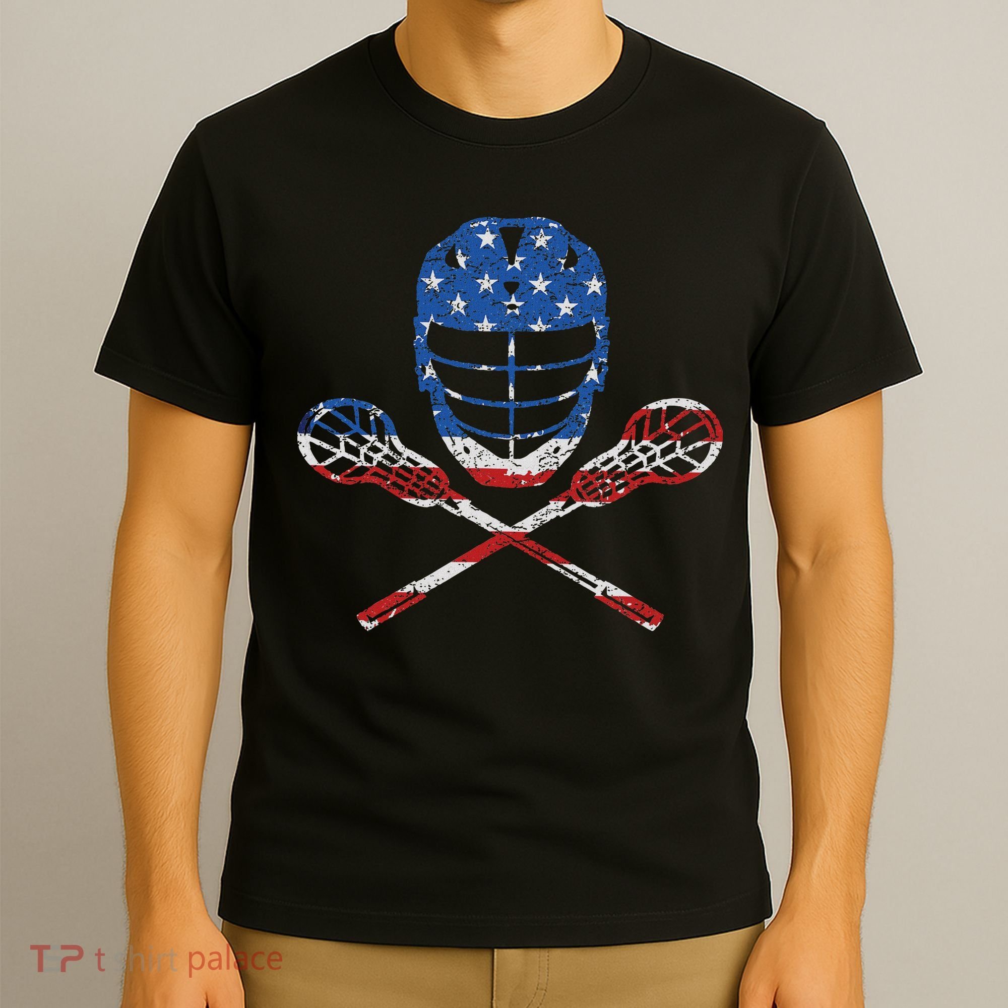 Lacrosse American Flag Lax Helmet Sticks 4th Of July Gifts T-Shirt