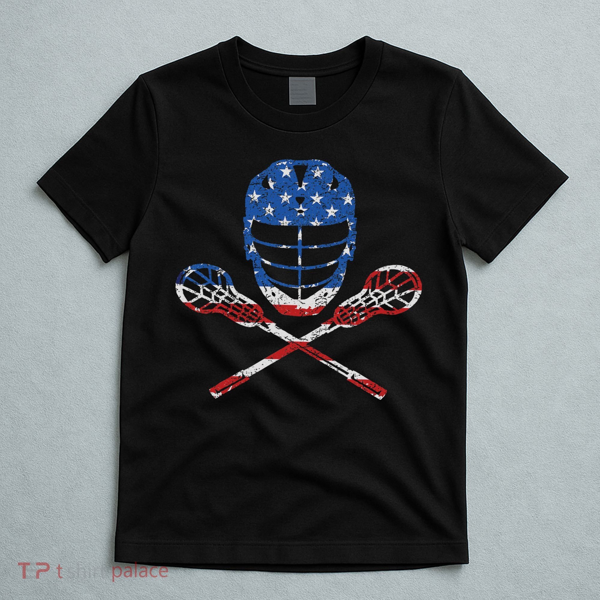 Lacrosse American Flag Lax Helmet Sticks 4th Of July Gifts T-Shirt