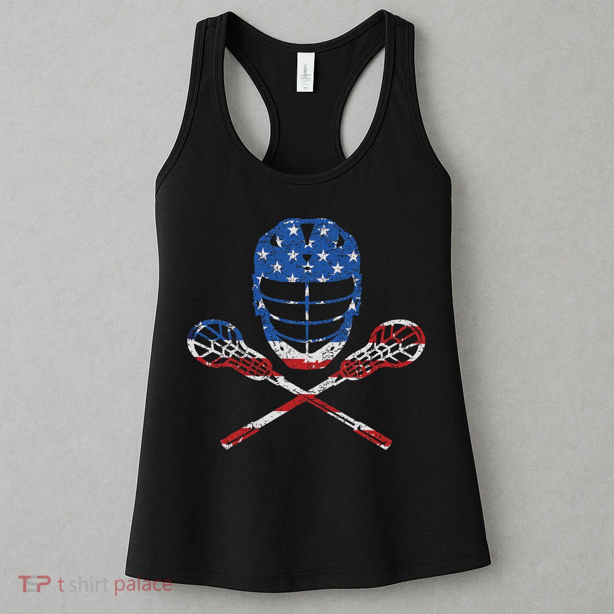 Lacrosse American Flag Lax Helmet Sticks 4th Of July Gifts Women's Tank Top