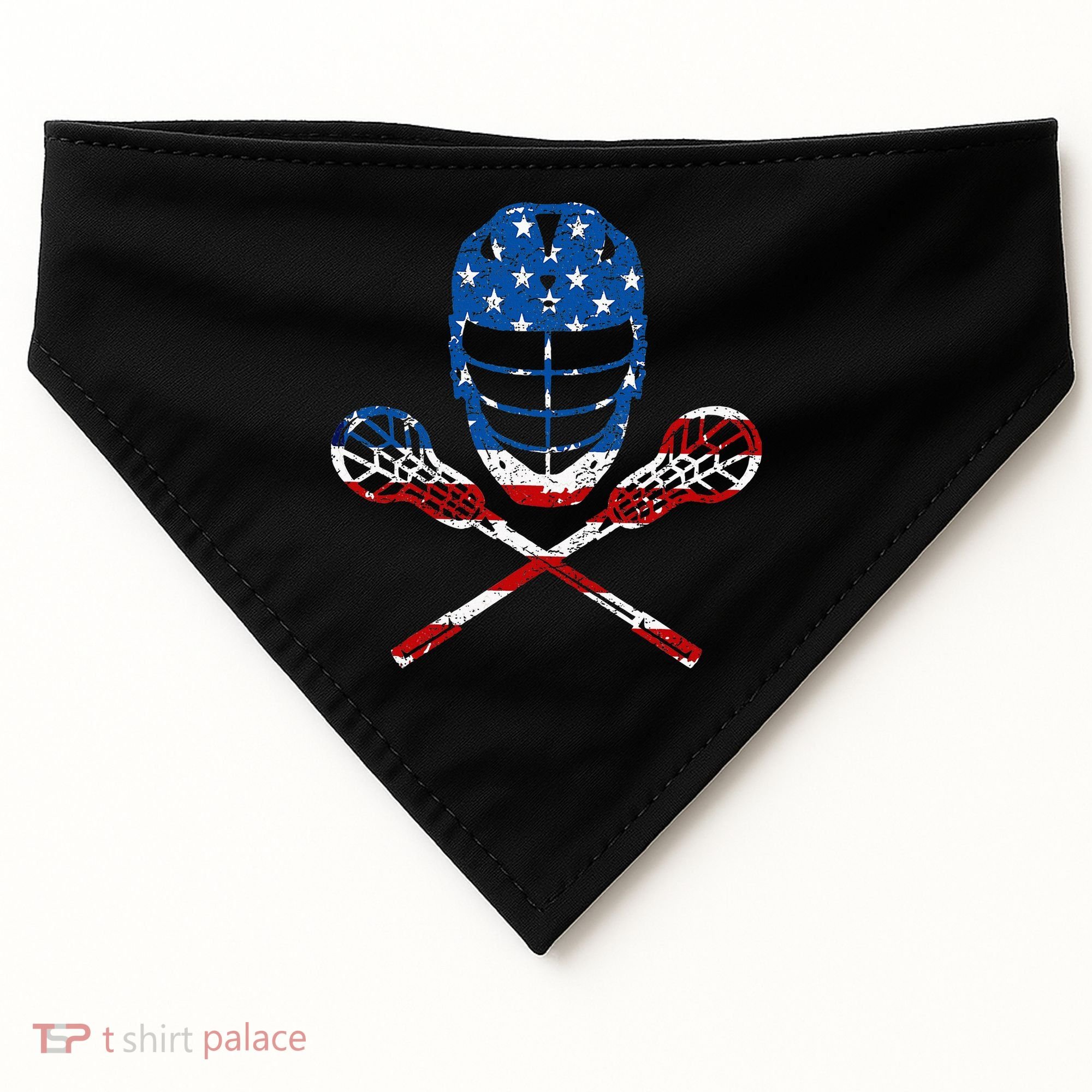 Lacrosse American Flag Lax Helmet Sticks USA-Made Doggie Bandana