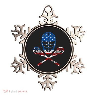 Lacrosse American Flag Lax Helmet Sticks Ornament