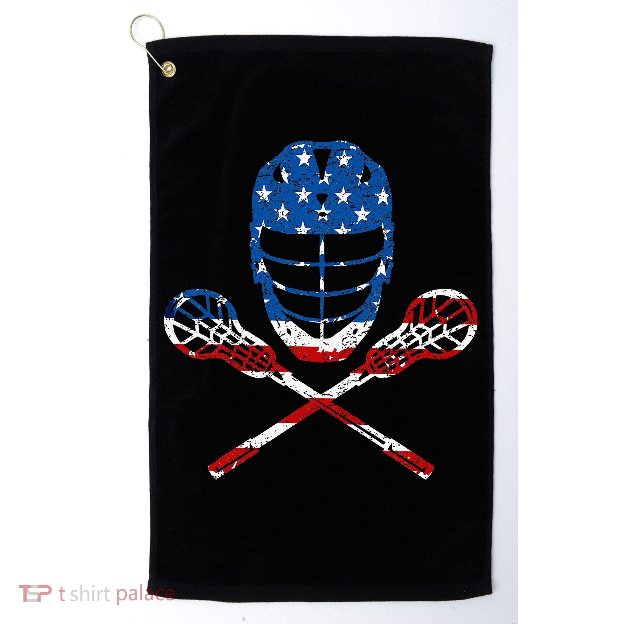 Lacrosse American Flag Lax Helmet Sticks Golf Towel