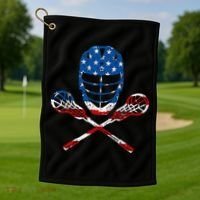 Lacrosse American Flag Lax Helmet Sticks Golf Towel thumb 1