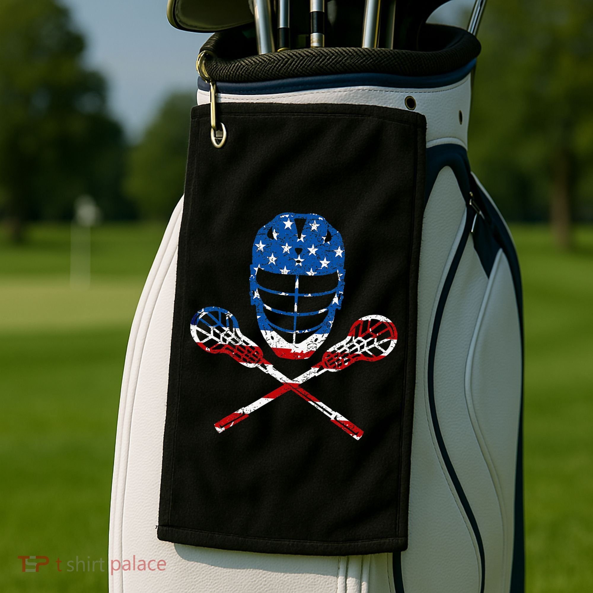 Lacrosse American Flag Lax Helmet Sticks Golf Towel