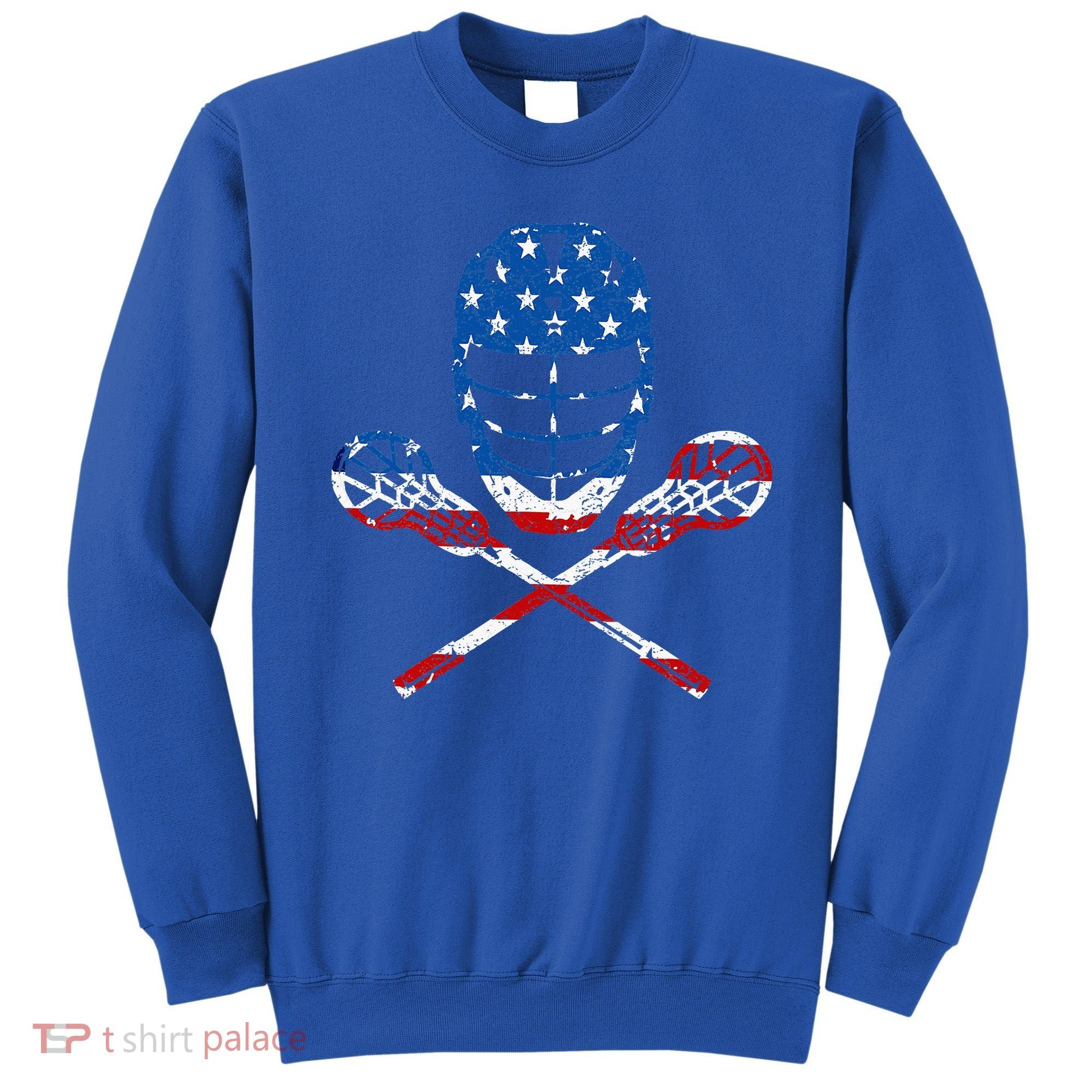 Lacrosse American Flag Lax Helmet Sticks Sweatshirt