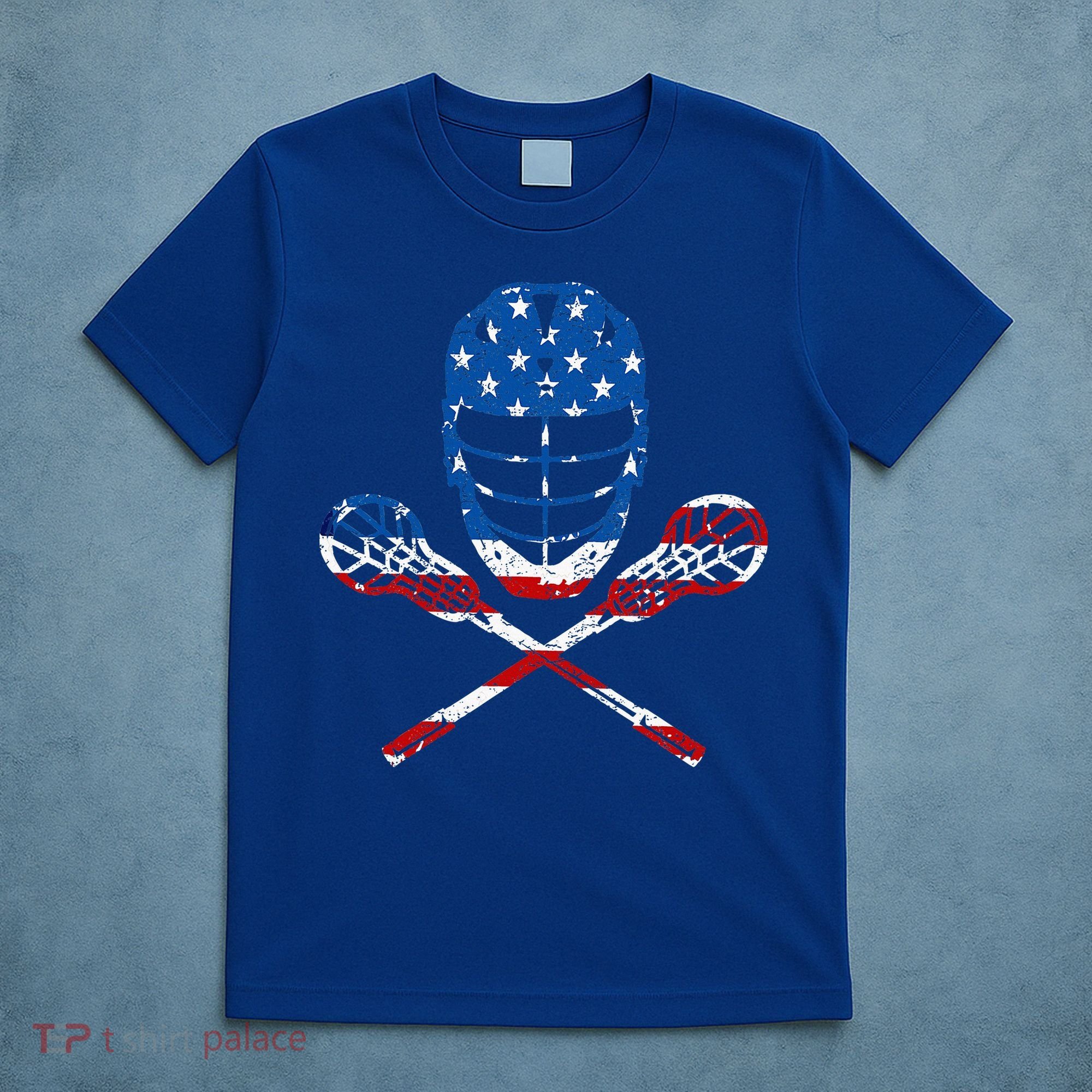Lacrosse American Flag Lax Helmet Sticks T-Shirt