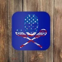 Lacrosse American Flag Lax Helmet Sticks Coaster thumb 0