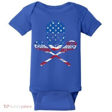 Lacrosse American Flag Lax Helmet Sticks Baby Bodysuit
